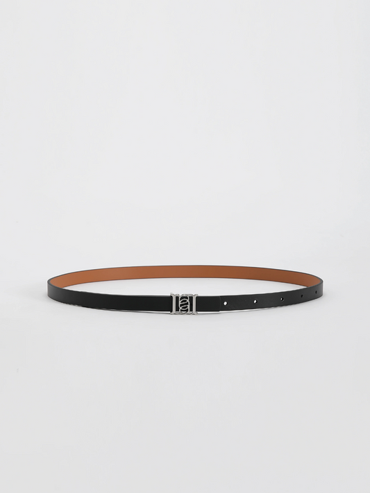 Double-sided Monogram Calfskin Slim Belt in Silver