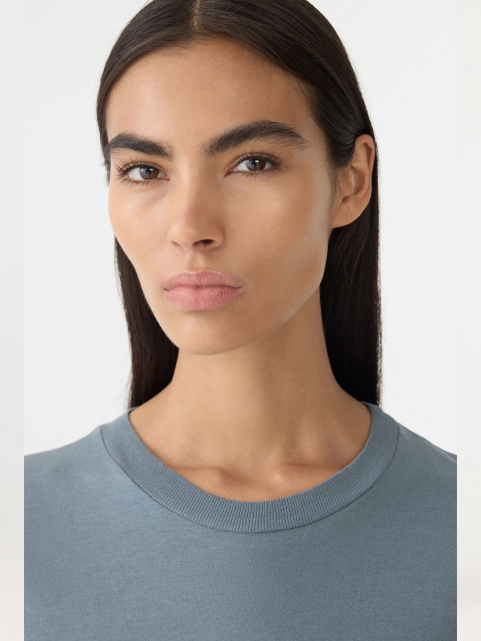 Longerline T-Shirt Dress in Blue Steel