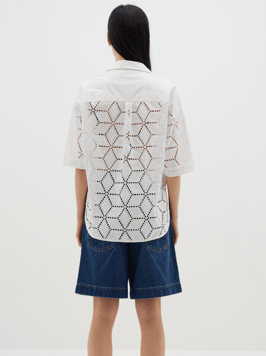 Cotton Lace Shirt in White