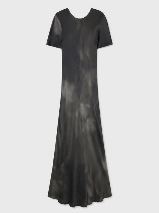 Short Sleeve Bias Dress in Smoke