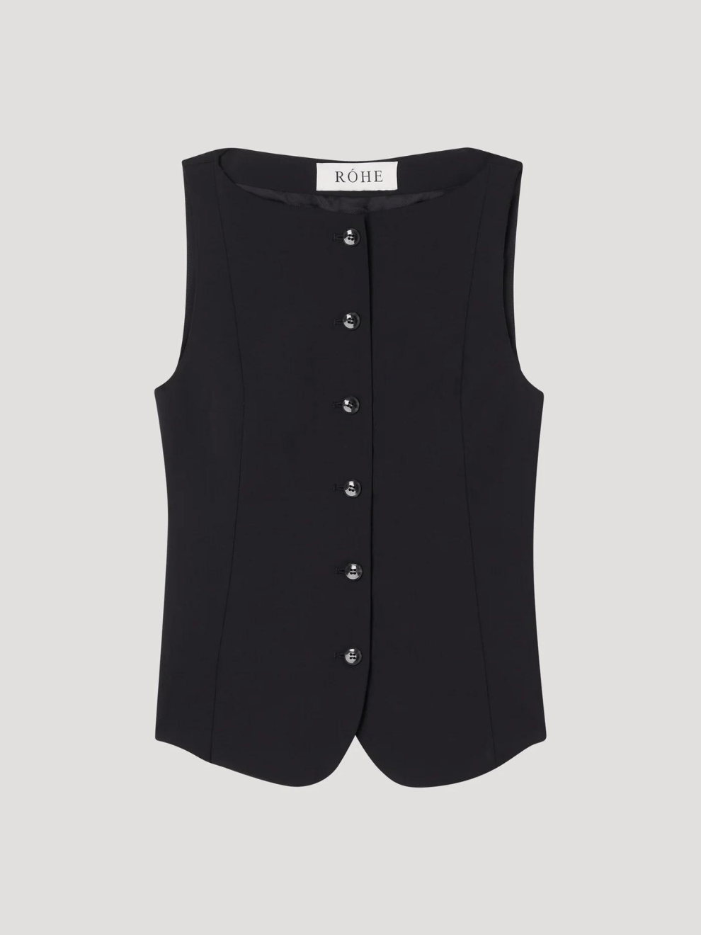 Boat Neck Waistcoat in Black