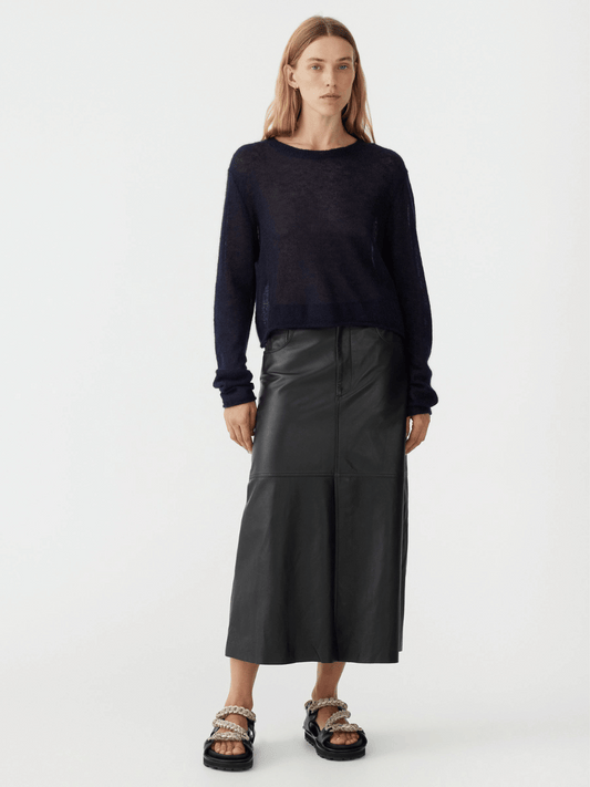 Superfine Mohair Cropped Knit in Ink