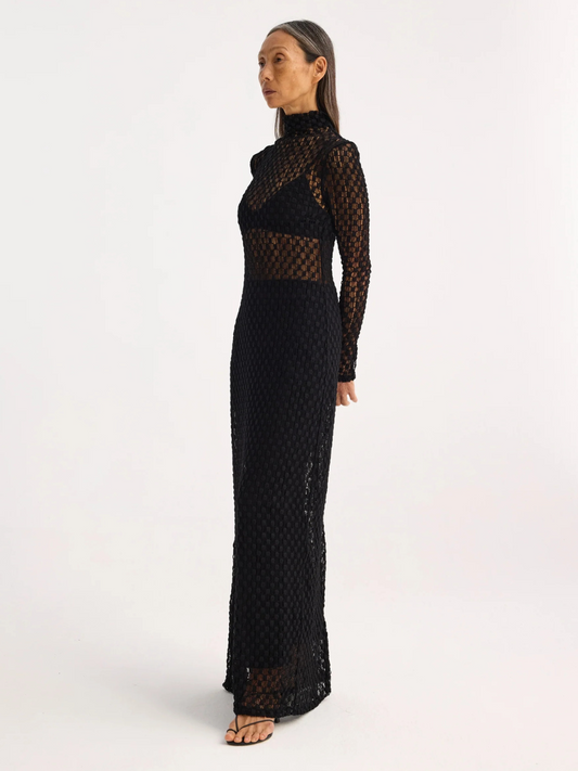 Geometrical Lace Dress in Noir