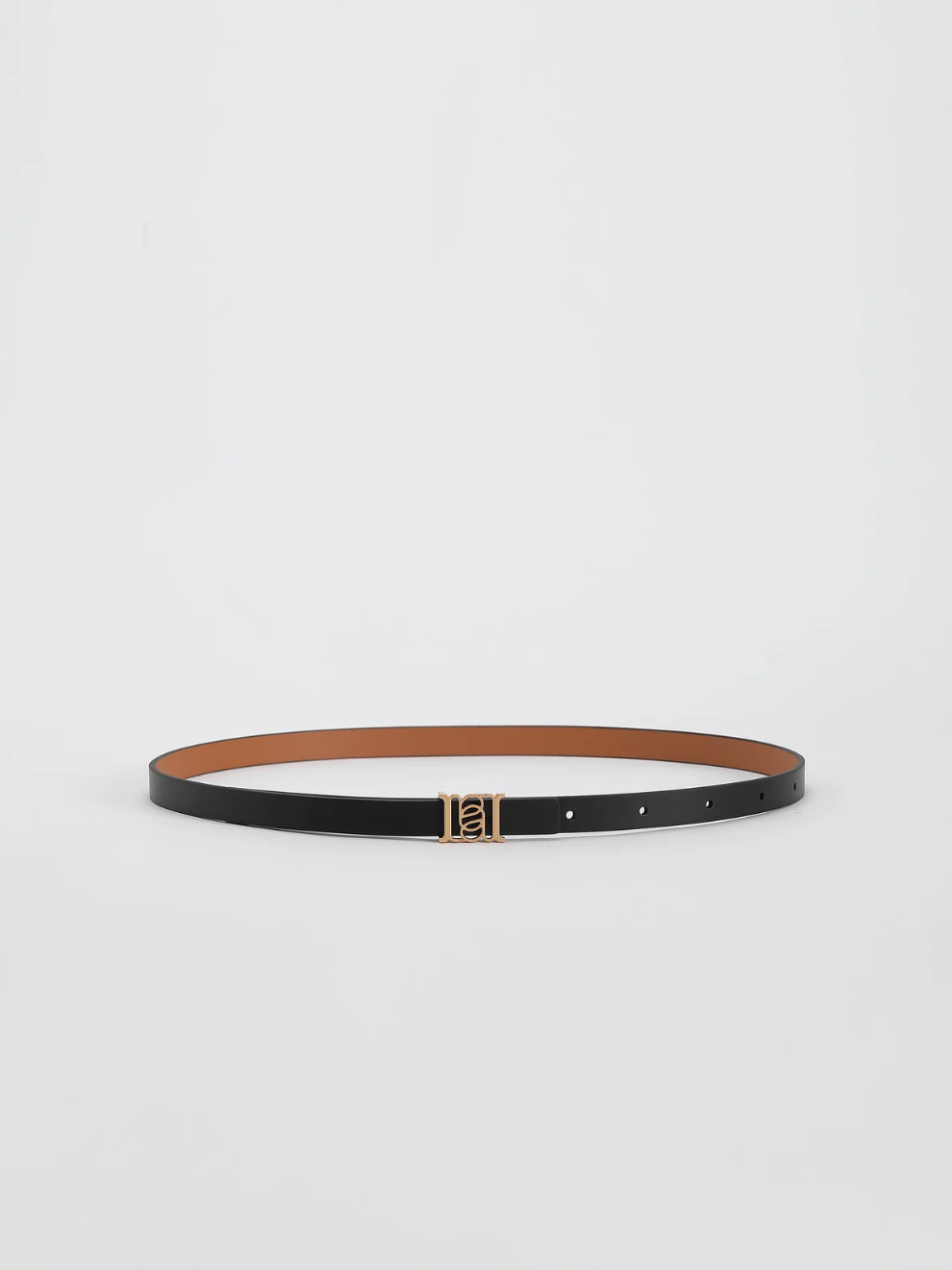 PRE-ORDER Double-sided Monogram Calfskin Slim Belt in Gold