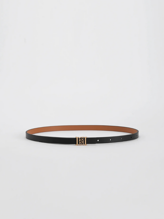 Double-sided Monogram Calfskin Slim Belt in Gold