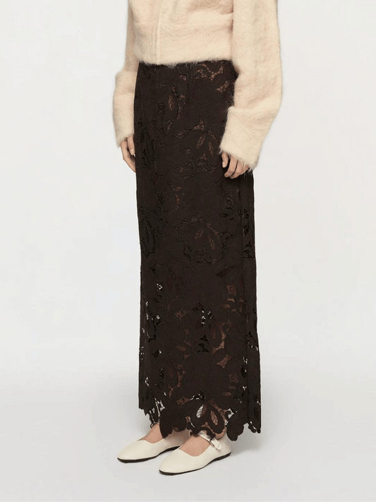 PRE-ORDER Morgan Skirt in Bitter Chocolate Lace