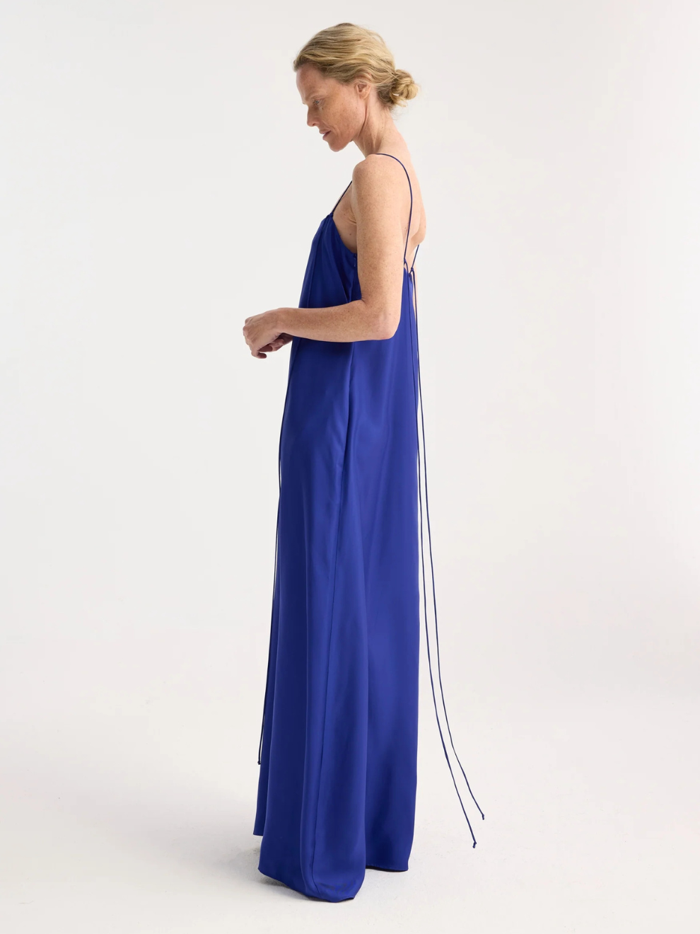 Silk Strap Dress in Electric Blue