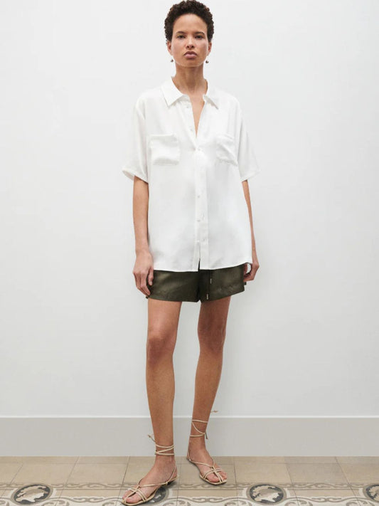 PRE-ORDER Short Sleeve Boyfriend Shirt in White