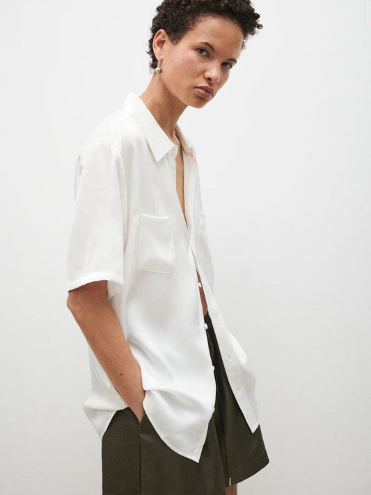 PRE-ORDER Short Sleeve Boyfriend Shirt in White