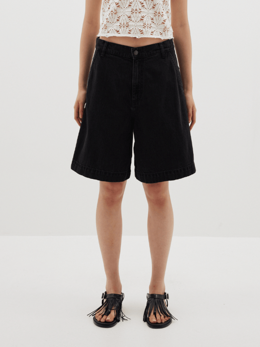 Denim Bermuda Shorts in Black