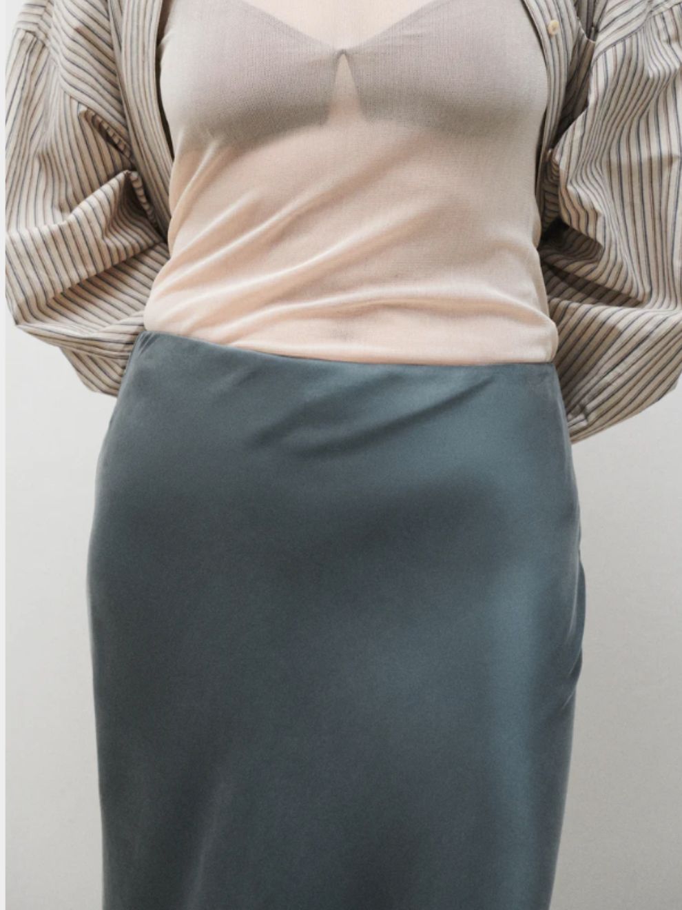PRE-ORDER Long Bias Cut Skirt in Slate