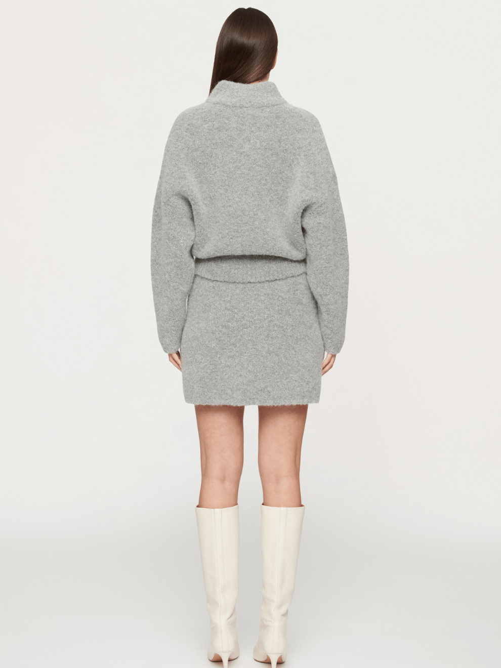 Pen Boucle Mini Skirt in Light Grey Marle