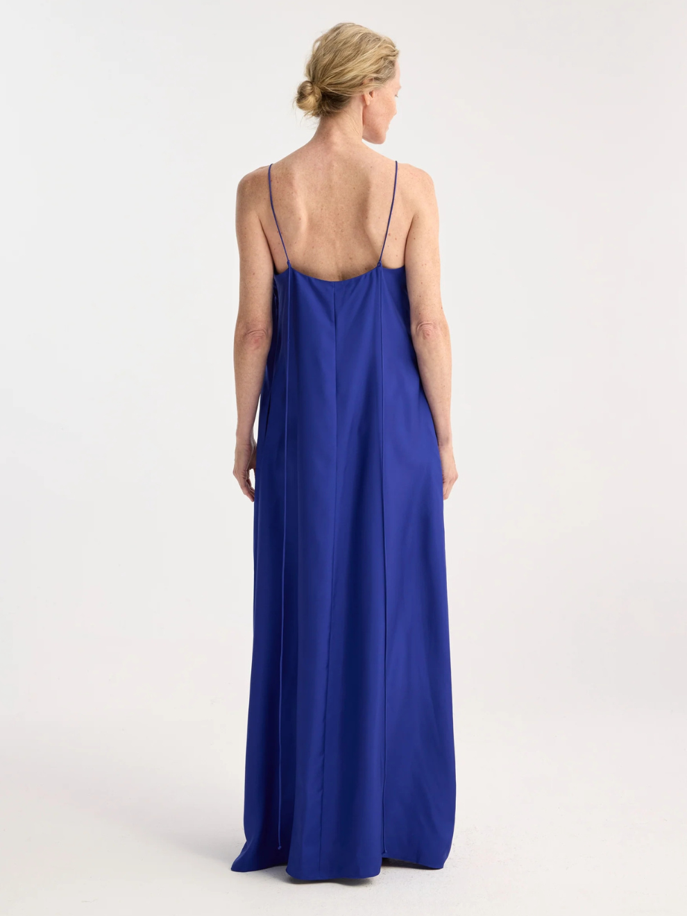 Silk Strap Dress in Electric Blue