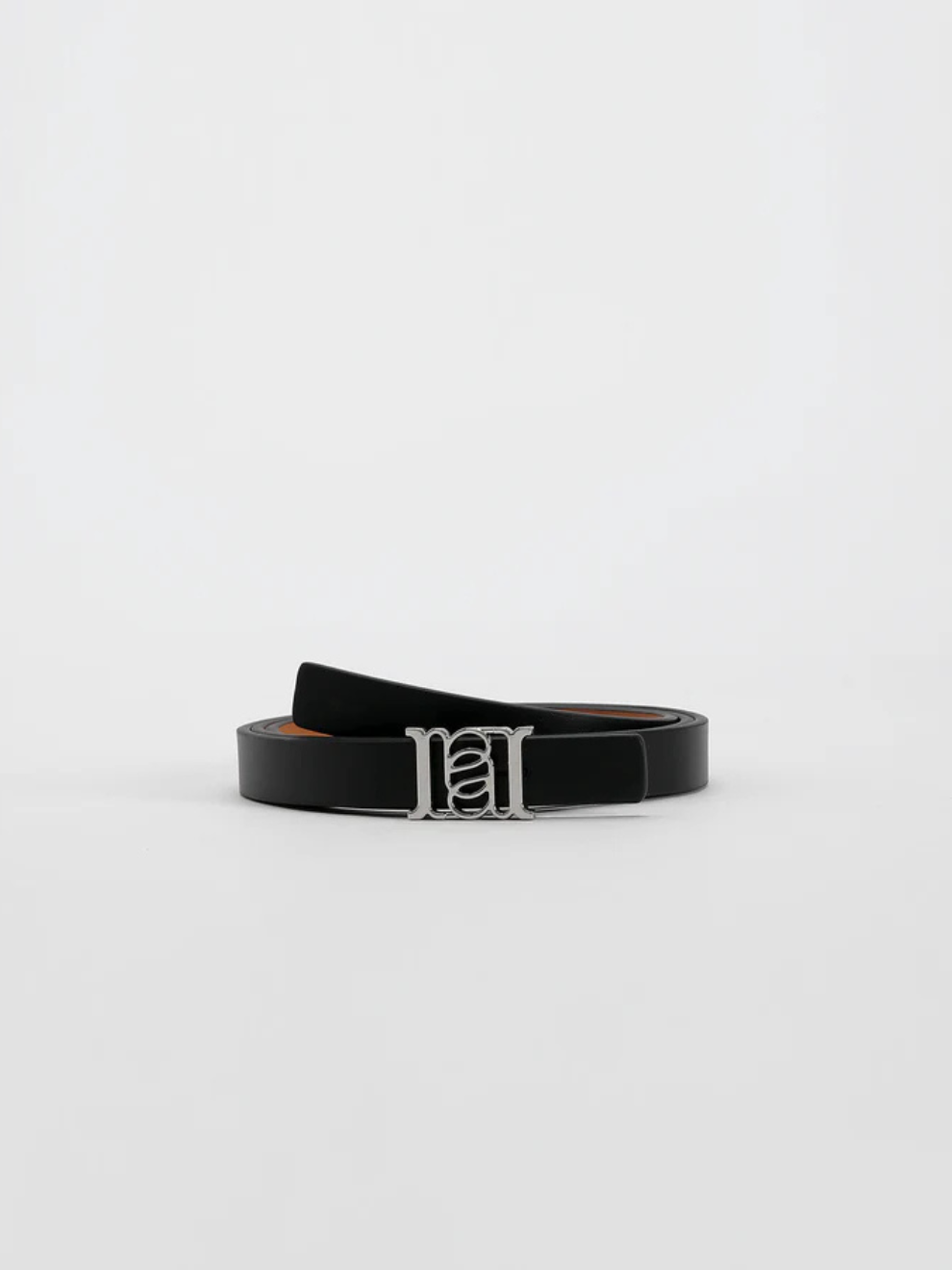 PRE-ORDER Double-sided Monogram Calfskin Slim Belt in Silver