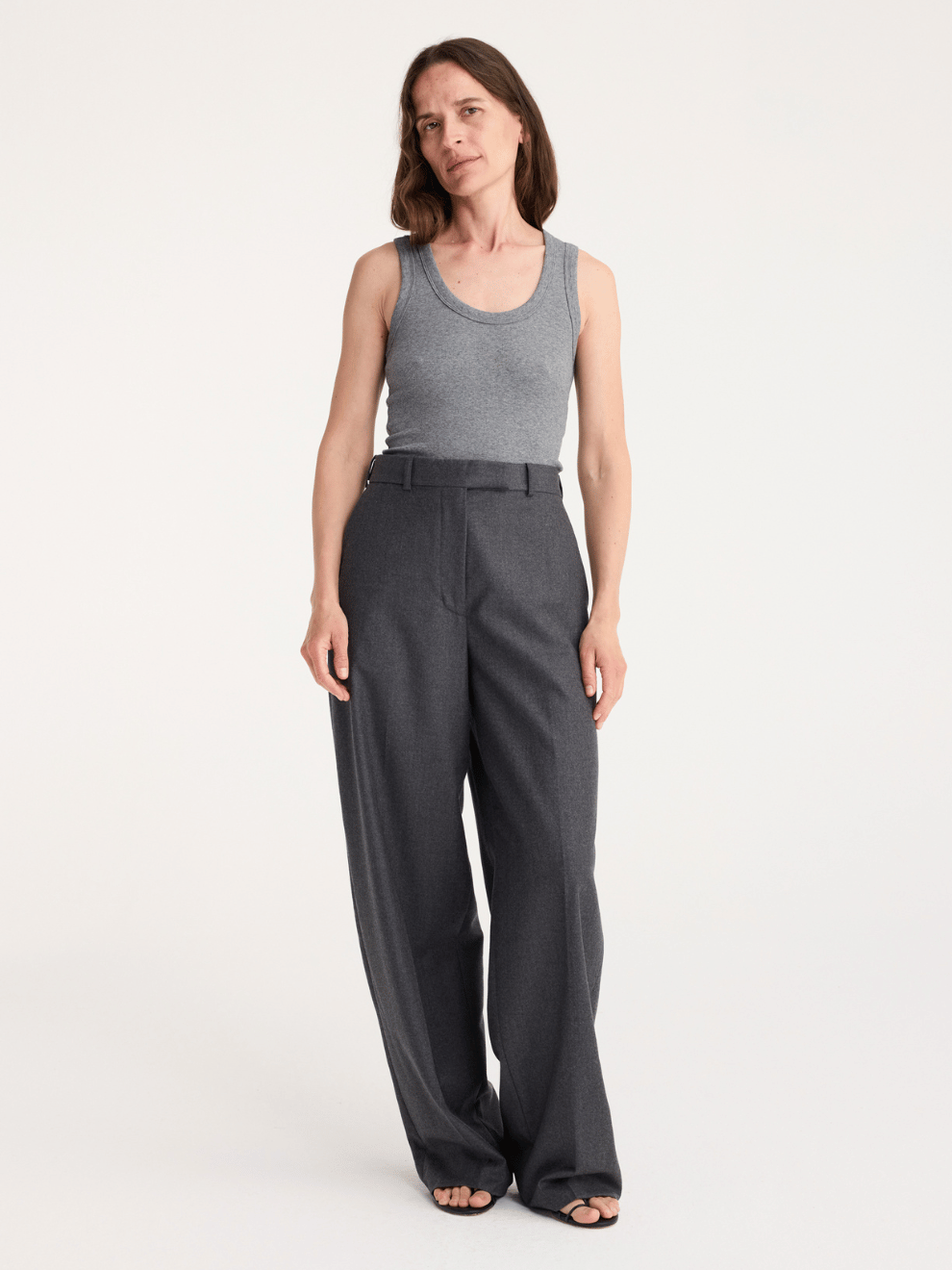 Low Tank Top in Dark Grey Melange