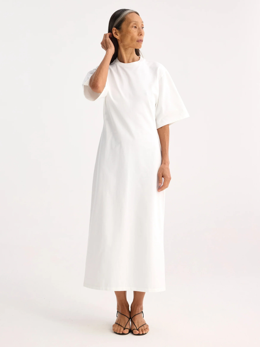 Jersey Fitted T-Shirt Dress in White