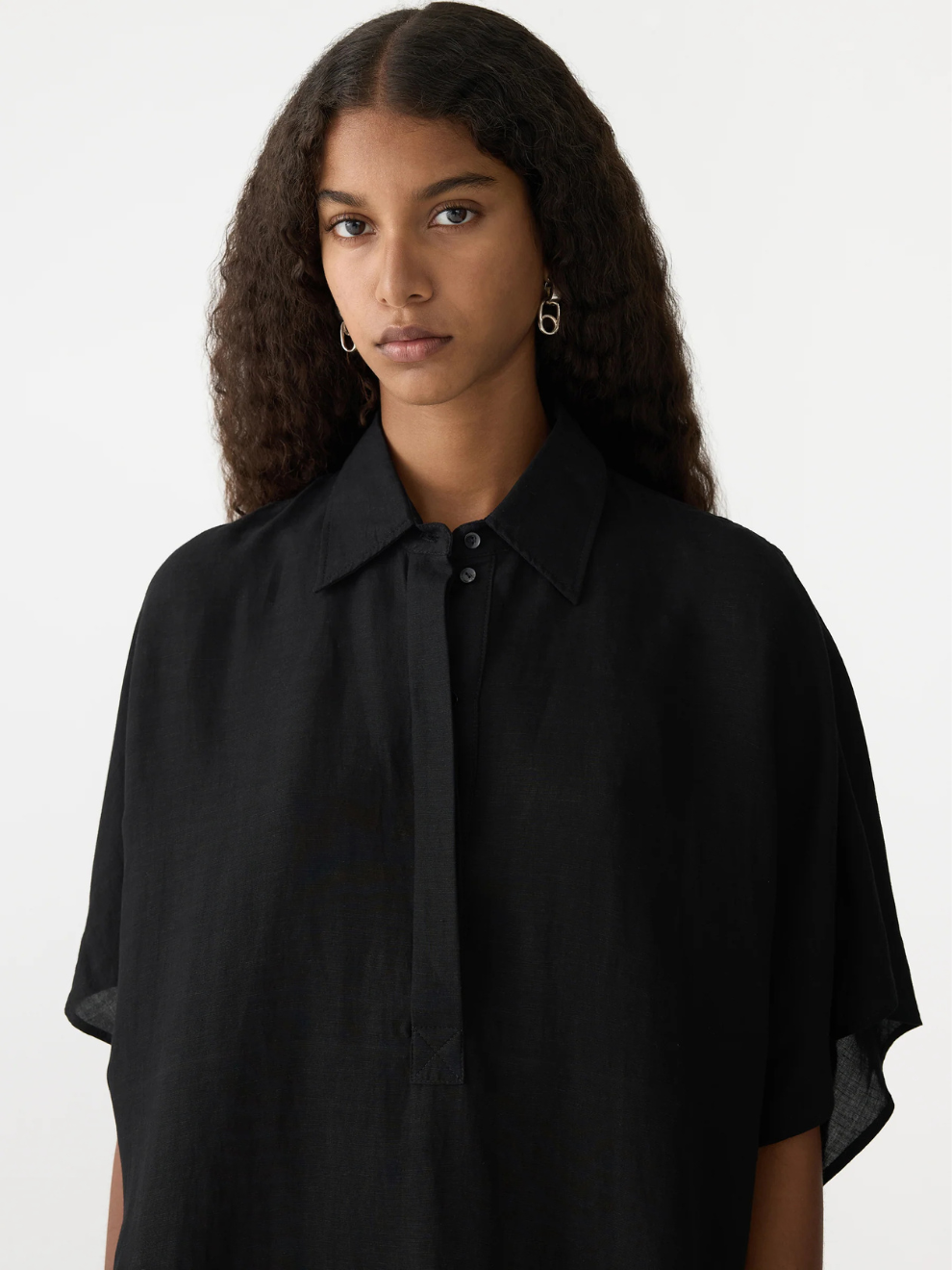 PRE-ORDER Boxy Placket Dress in Black