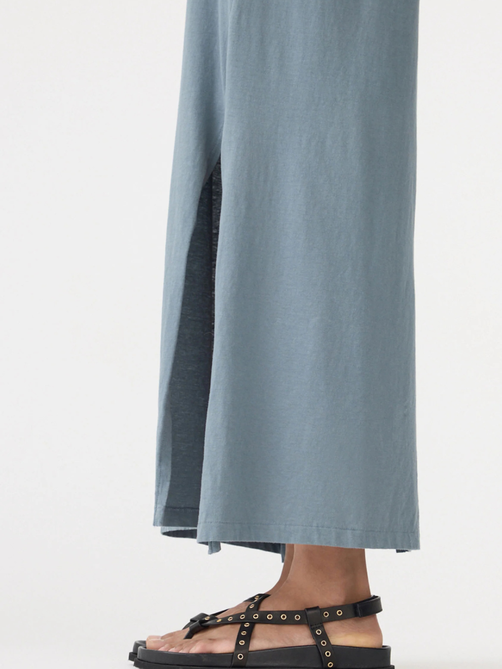 Longerline T-Shirt Dress in Blue Steel