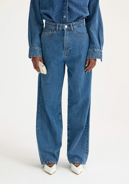 PRE-ORDER Baggy Fit Denim in Mid Denim Blue