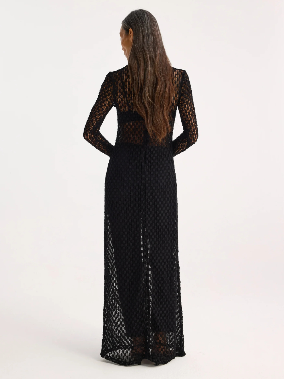 Geometrical Lace Dress in Noir