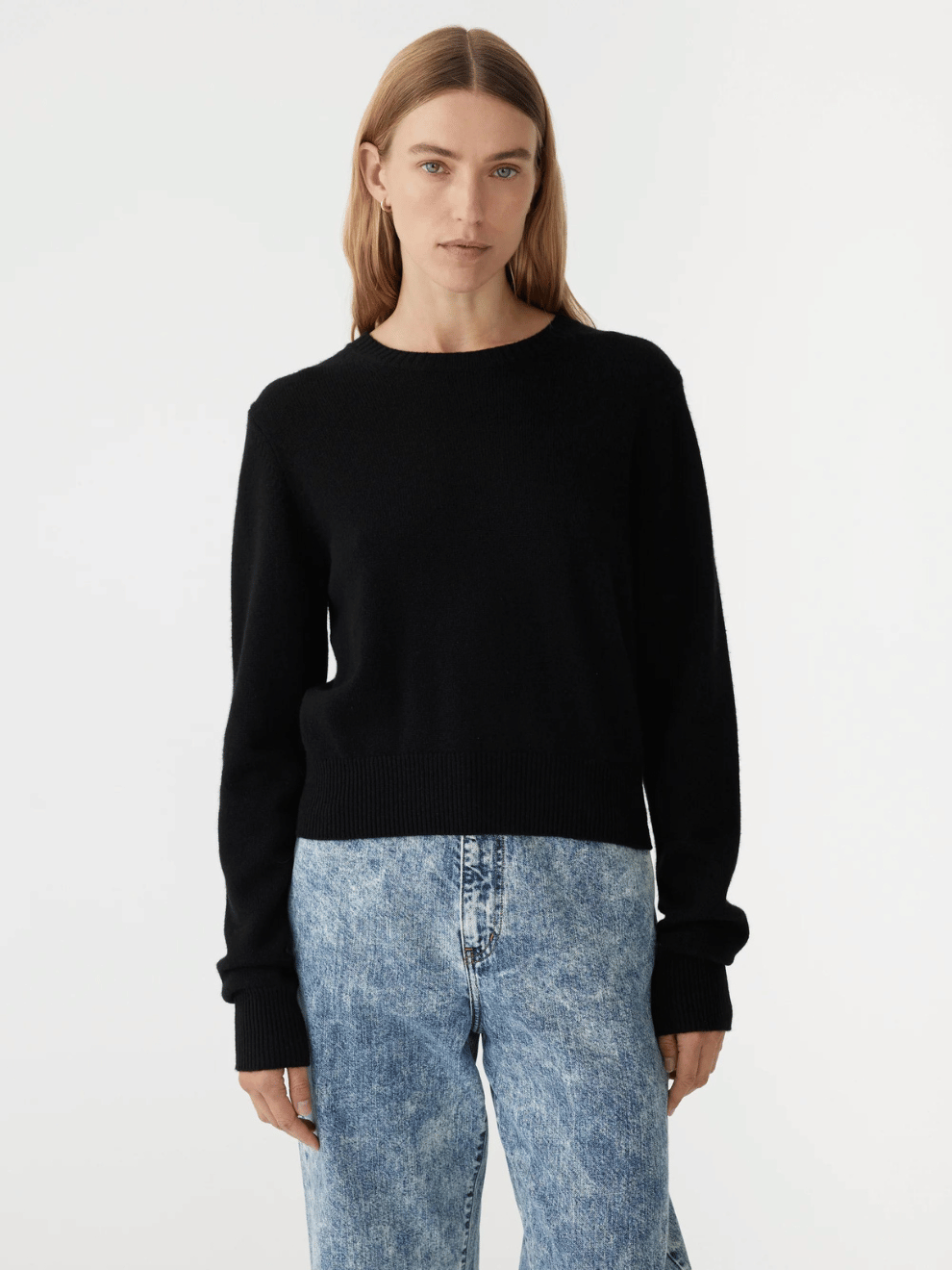 Wool Cashmere Classic Knit in Black