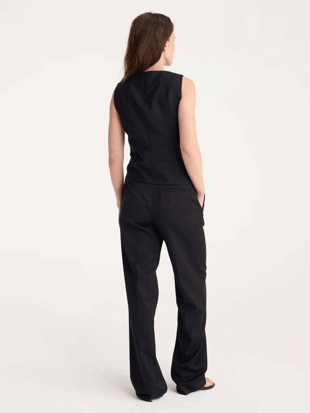 Boat Neck Waistcoat in Black