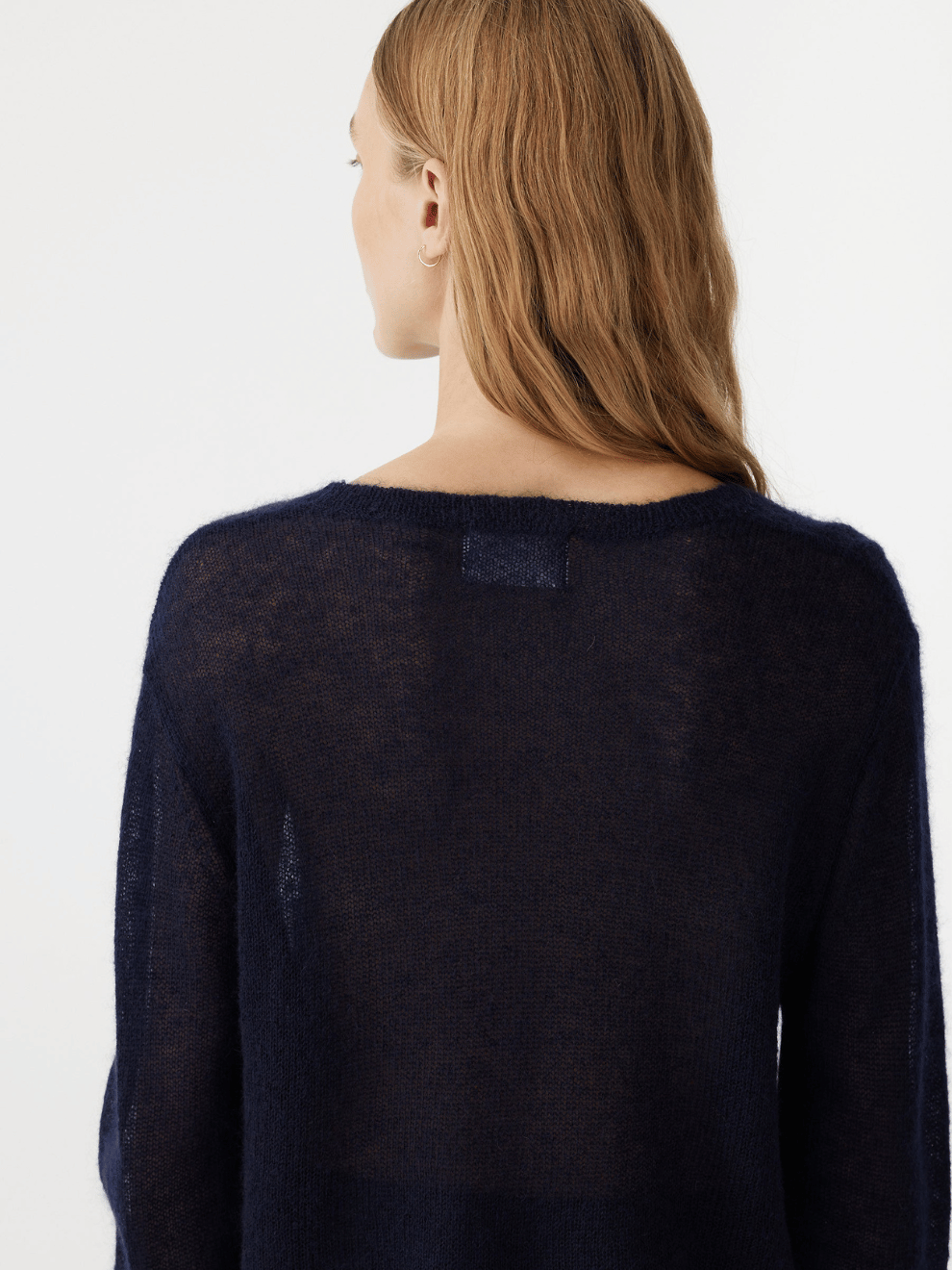 Superfine Mohair Cropped Knit in Ink