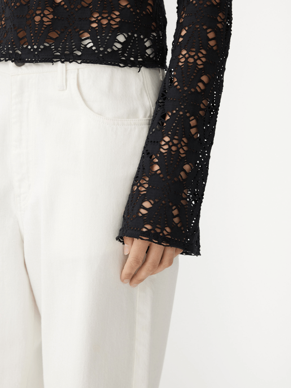 Long Sleeve Lace Top in Black