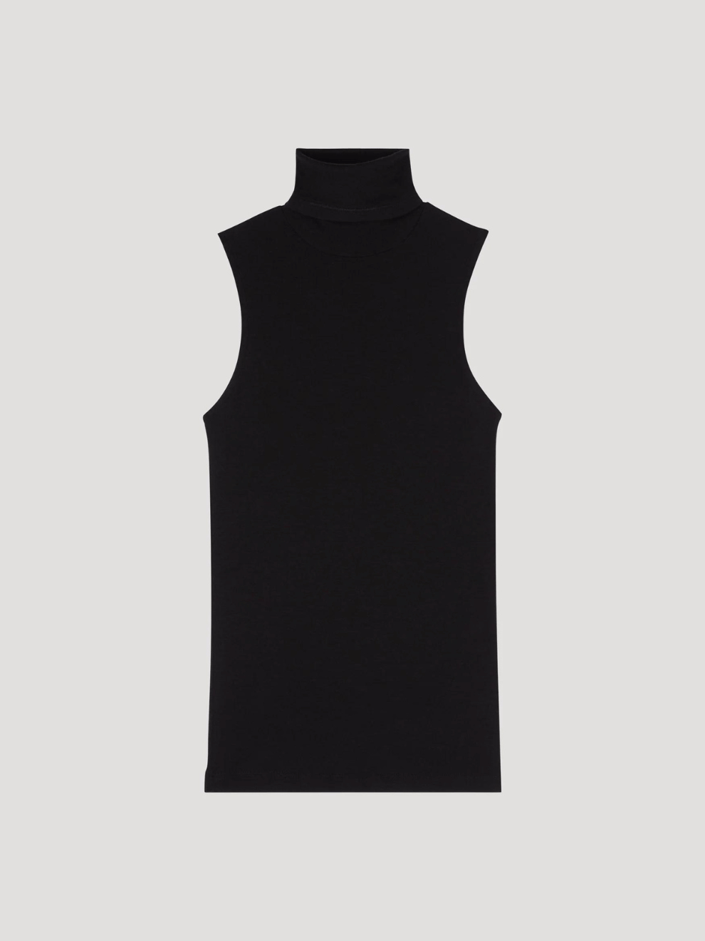 Fine Merino Sleeveless Turtleneck in Black