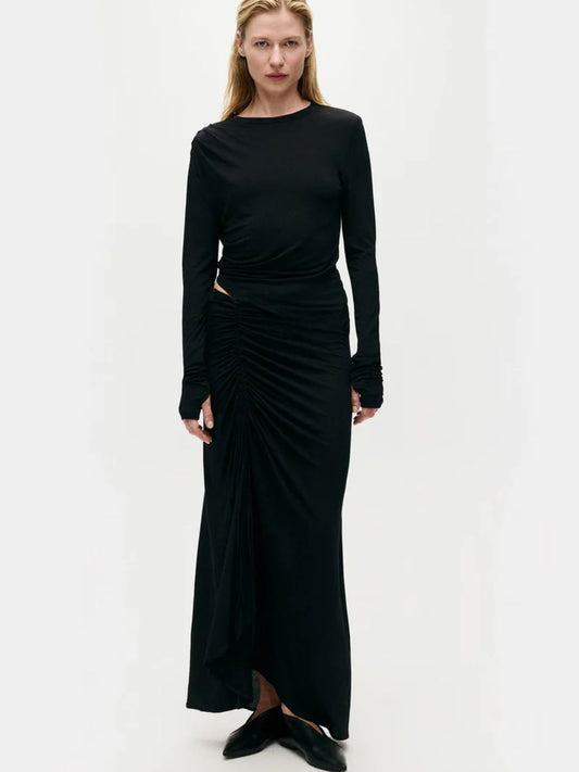 Jersey Modal Ruched Skirt in Black