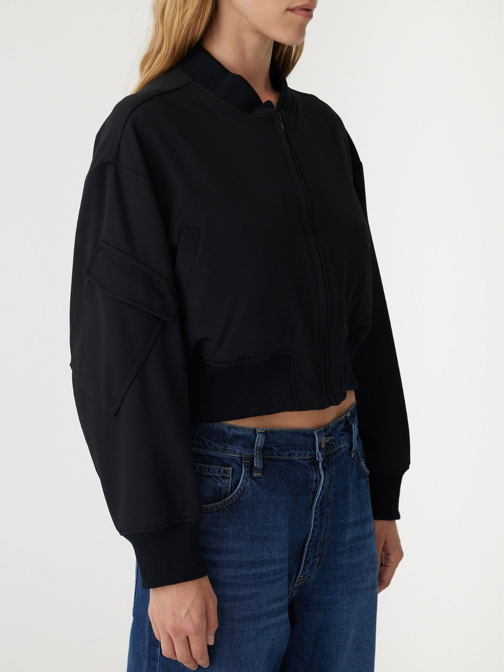 Stretch Twill Bomber in Black