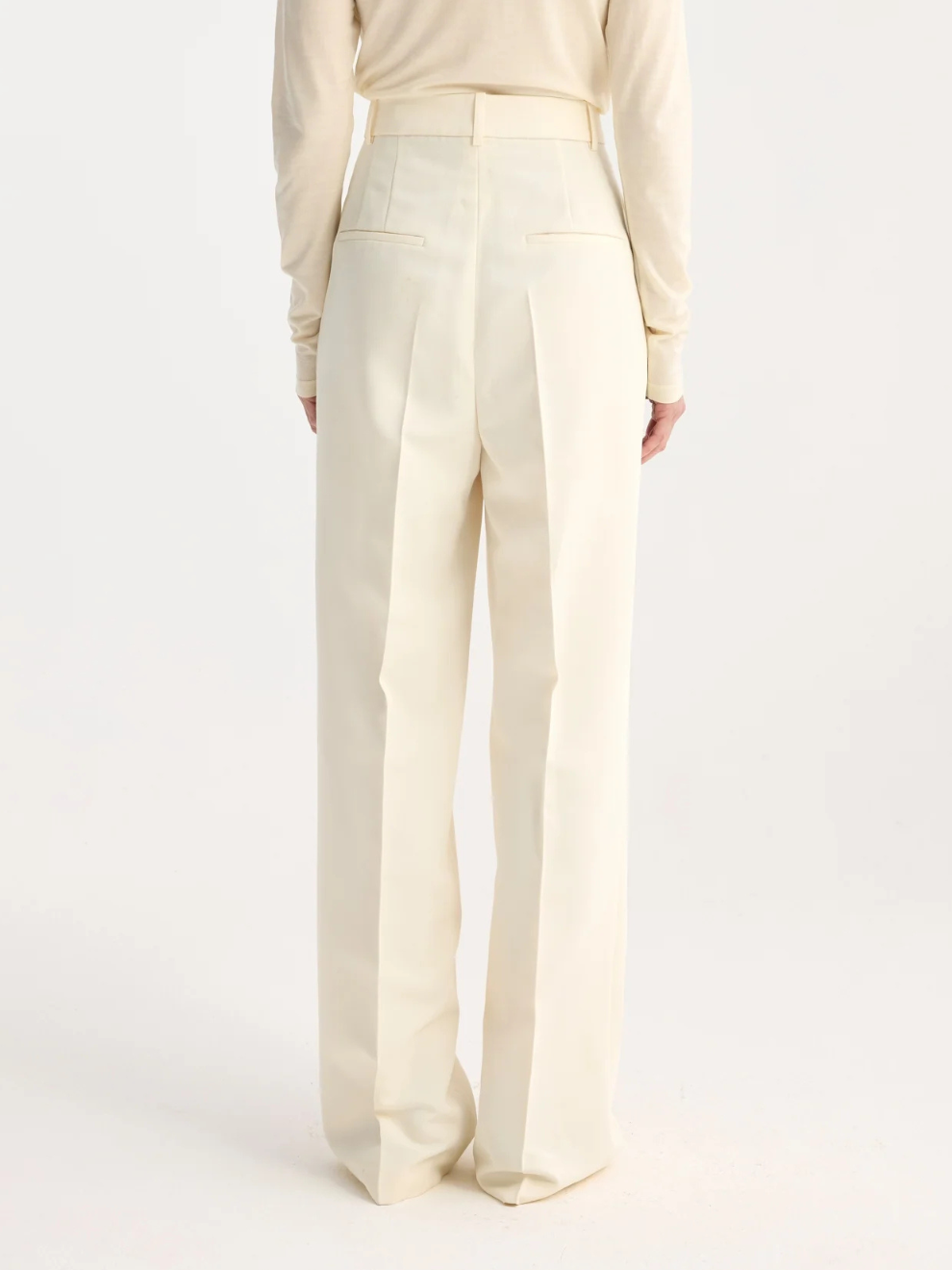 High-Waist Tailored Trousers in Off White