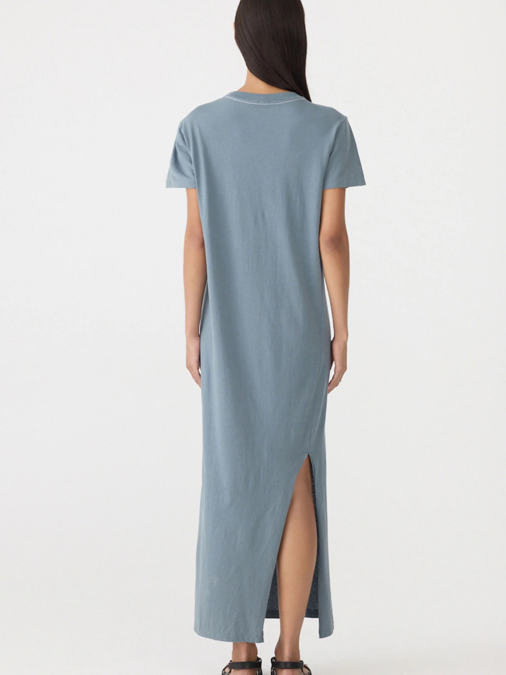 Longerline T-Shirt Dress in Blue Steel