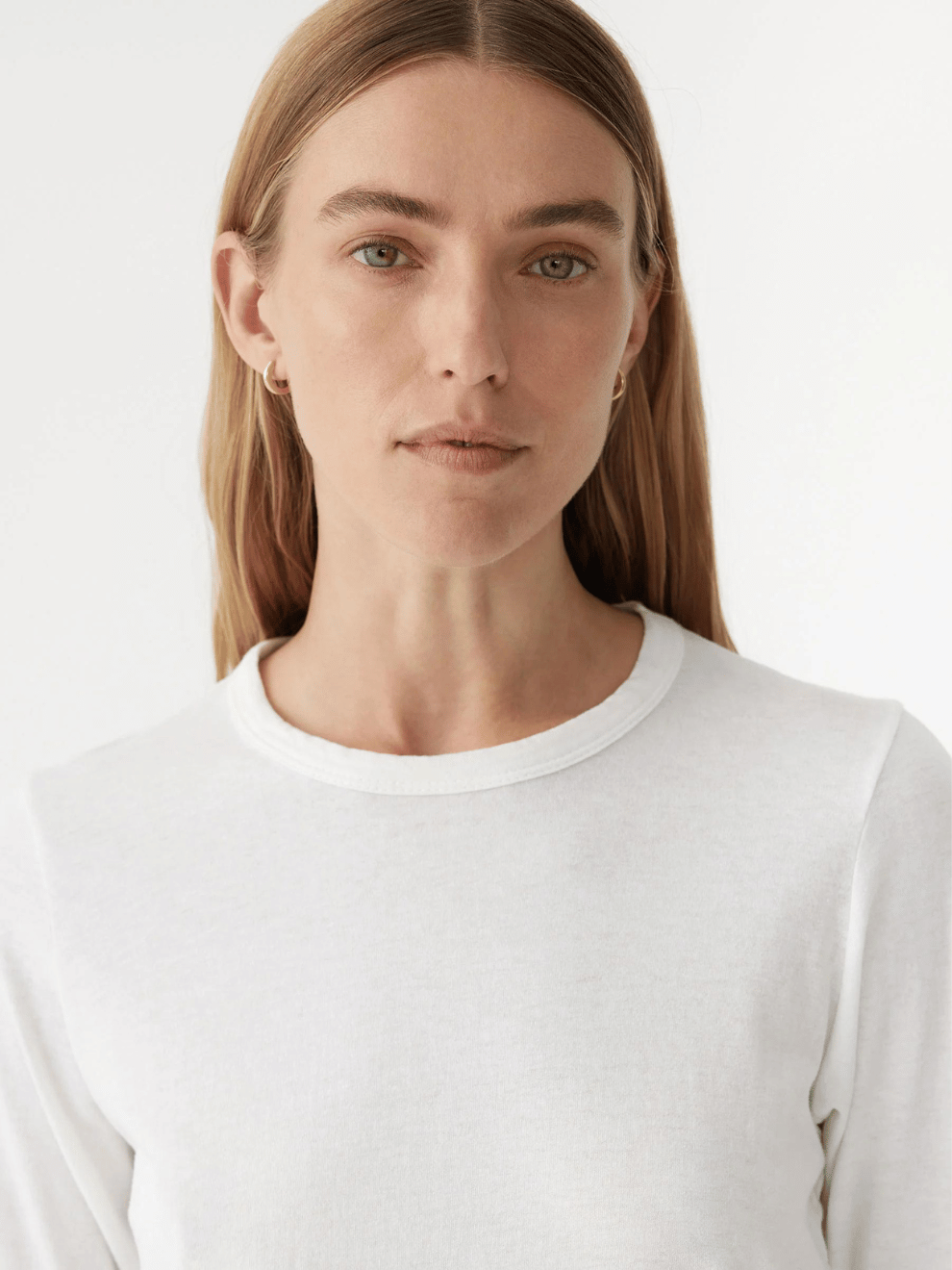 Asymmetric Split Long Sleeve T-Shirt in White