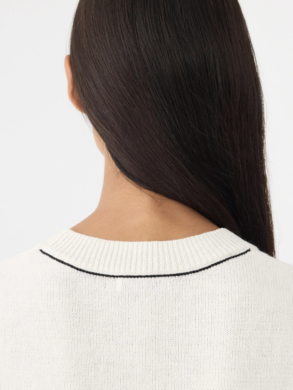 Cotton Linen Slim Short Sleeve Knit in White