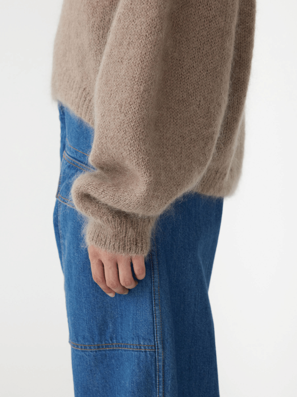 Boxy Mohair Boatneck in Pumice