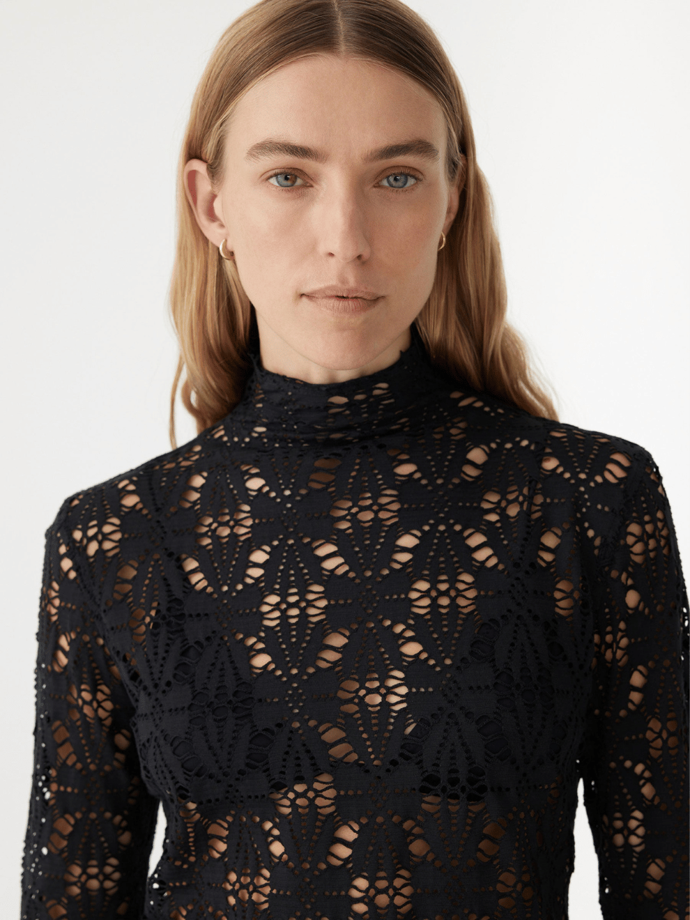 Long Sleeve Lace Top in Black