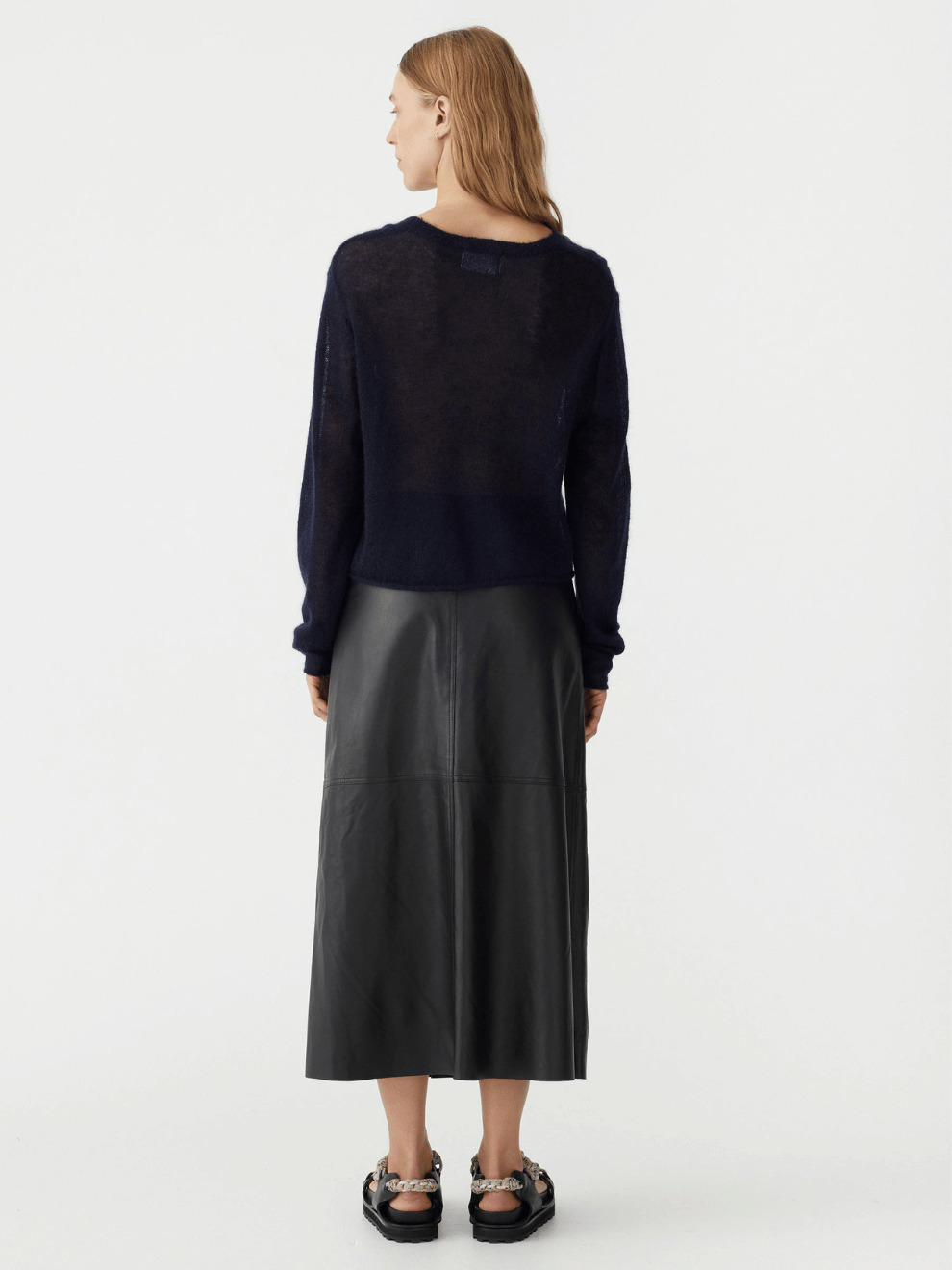 Superfine Mohair Cropped Knit in Ink