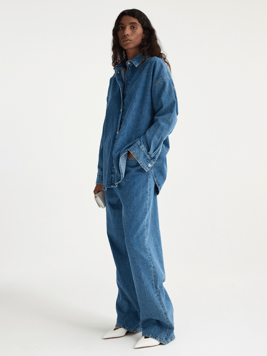 PRE-ORDER Denim Oversized Shirt in Mid Denim Blue