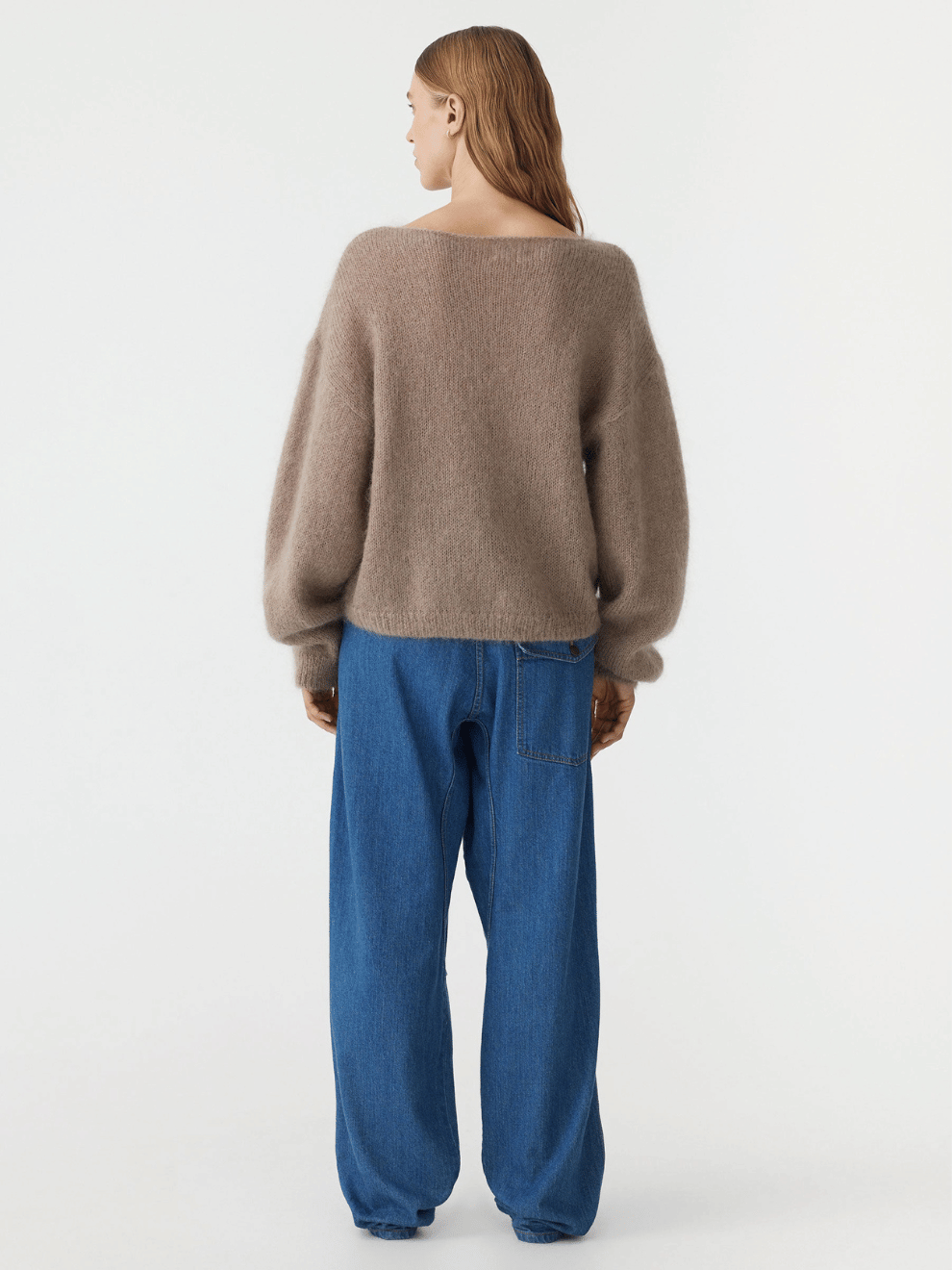 Boxy Mohair Boatneck in Pumice