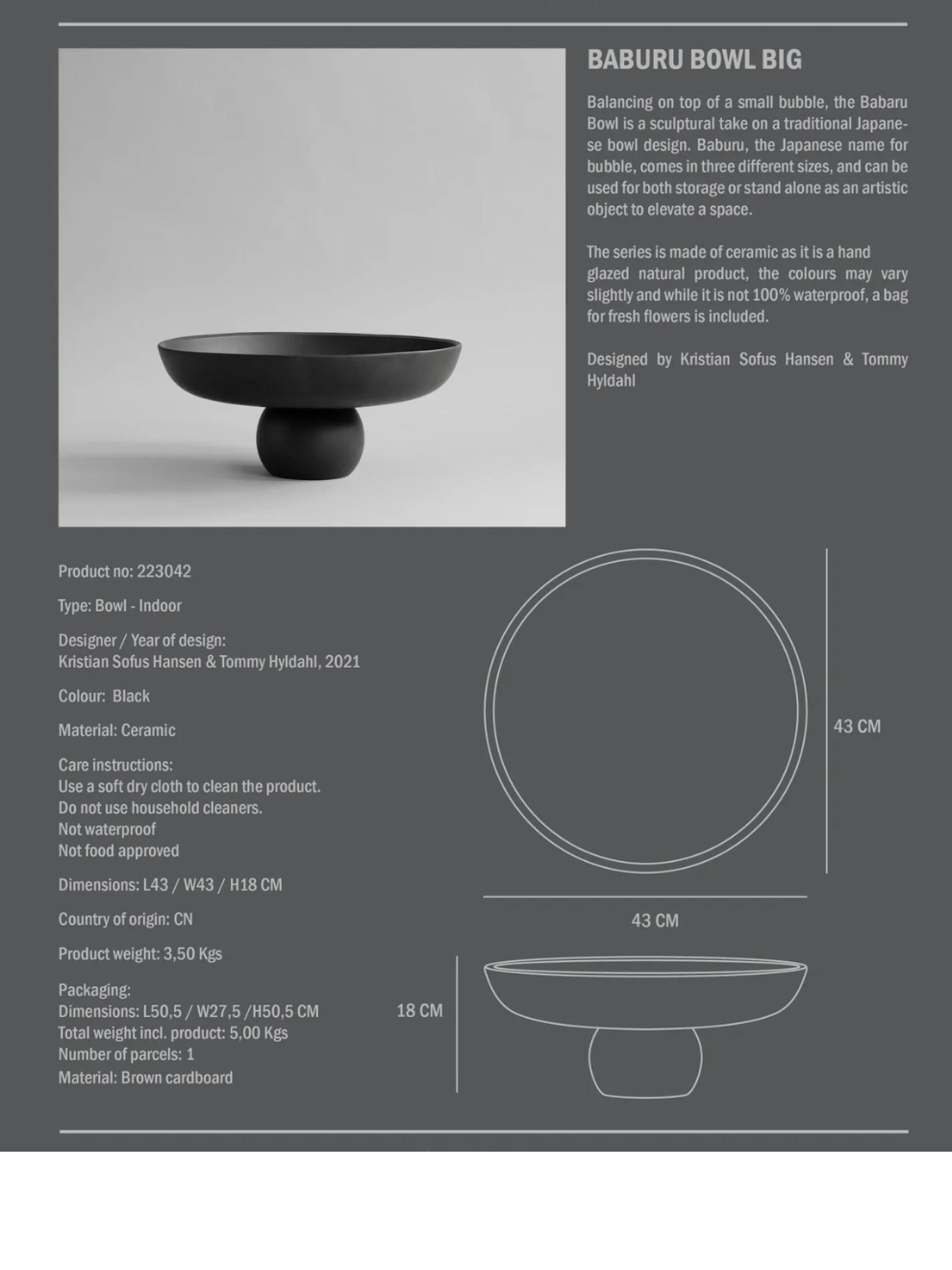 PRE-ORDER Baburu Bowl Big in Black