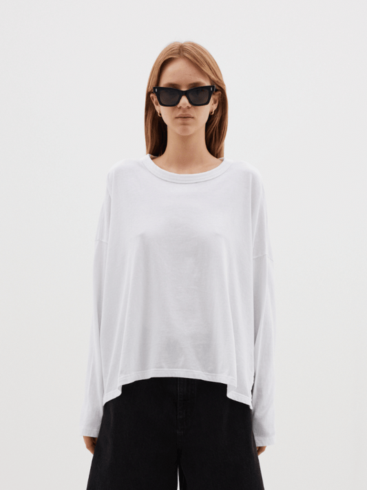 Boxy Heritage Long Sleeve T-Shirt in White