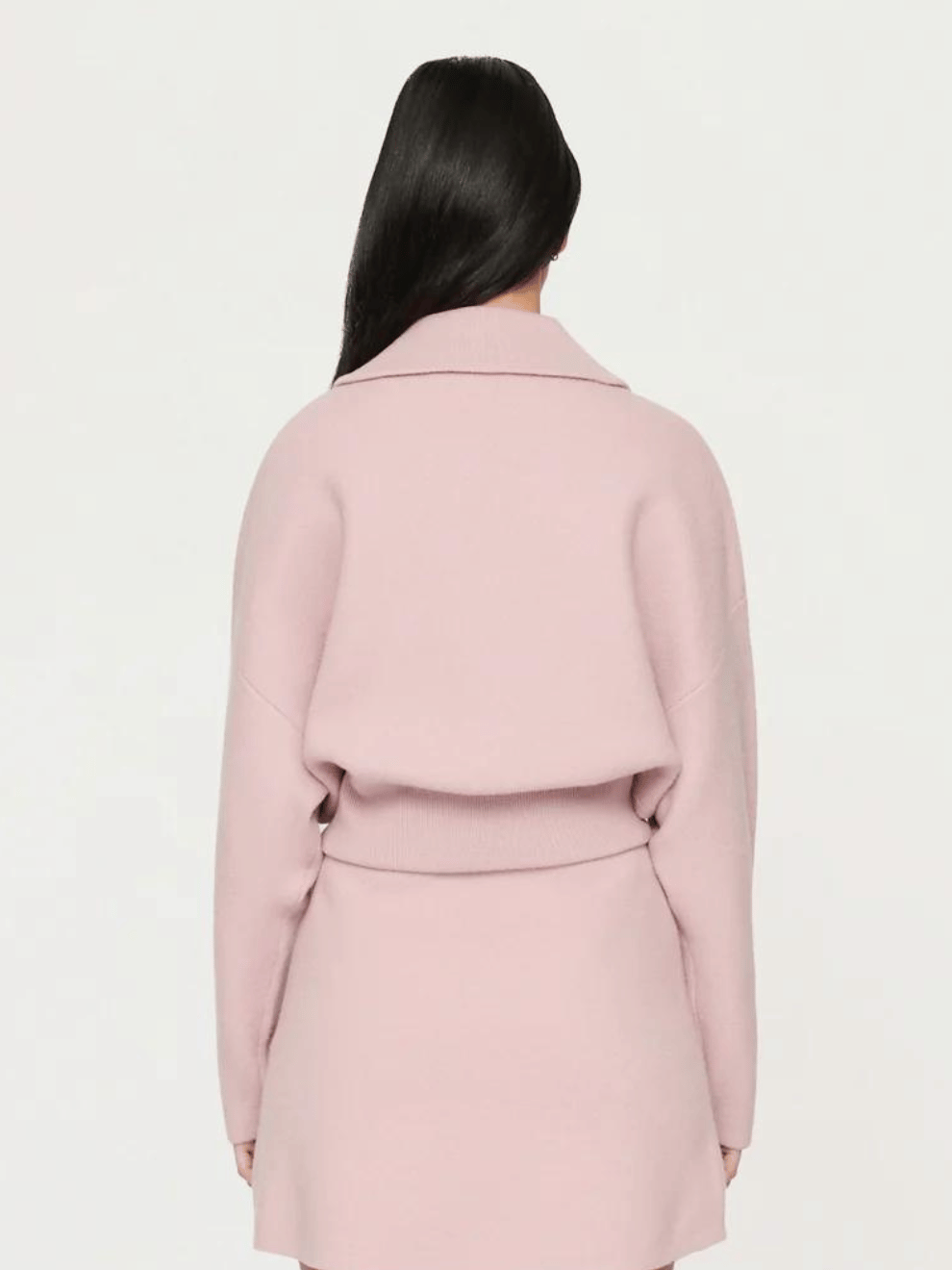 Camila Boiled Wool Knit Bomber in Pink