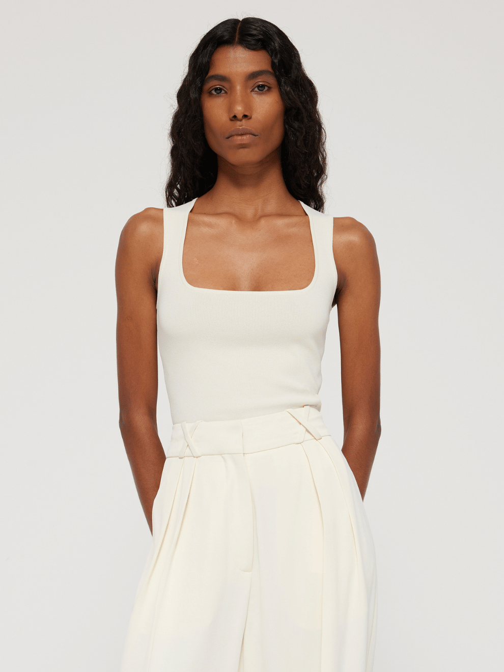 PRE-ORDER Bustier-Shaped Knitted Tanktop in Off-White