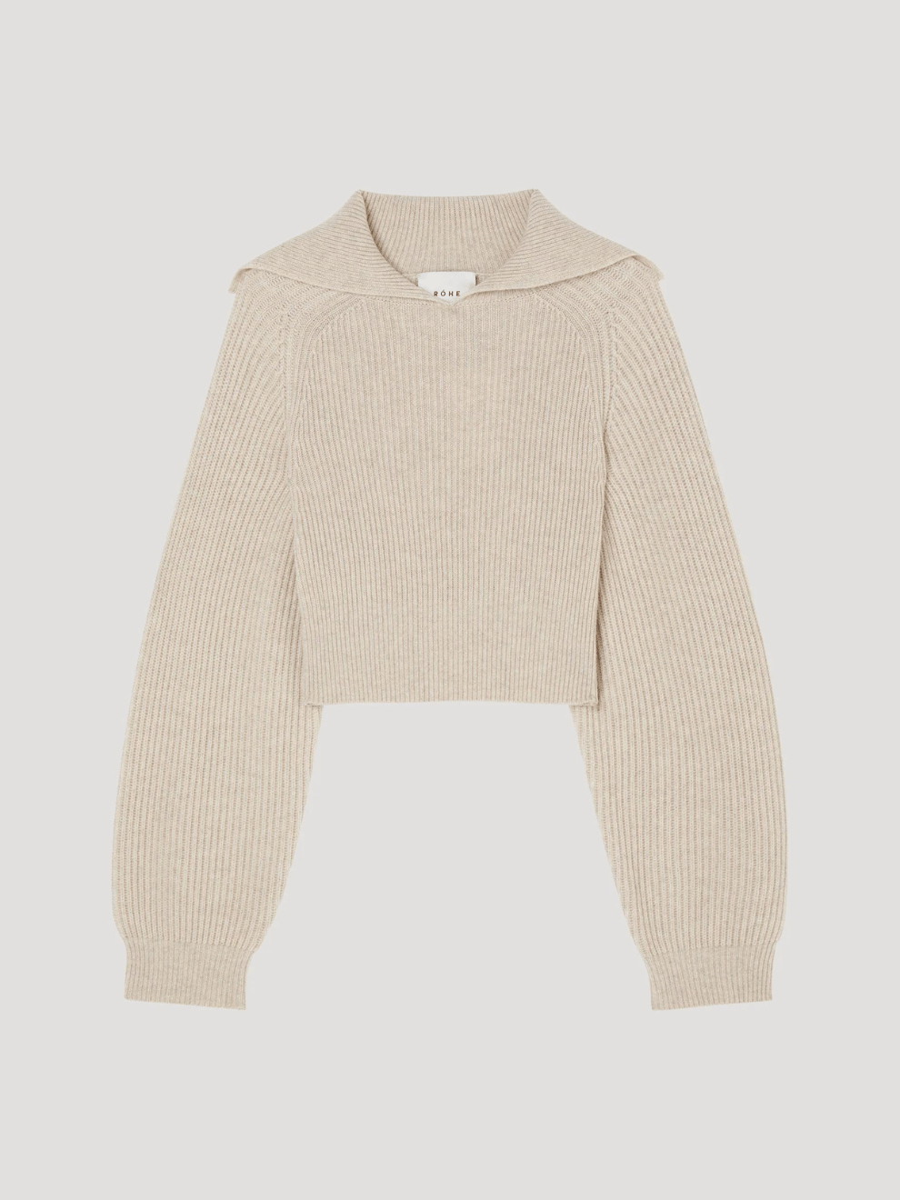 Cashmere Wide Collar Knit in Stone Melange