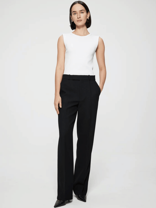 Straight Leg Tailored Trousers in Noir