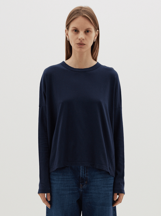 Slouch Circle Long Sleeve T Shirt in Blue Ink