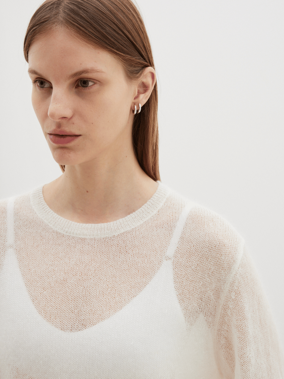 Superfine Mohair Cropped Knit in Natural