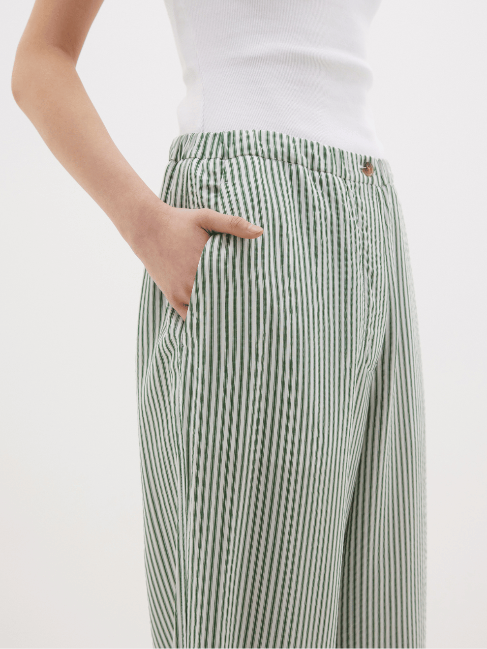 Stripe Summer Pant in Green/White