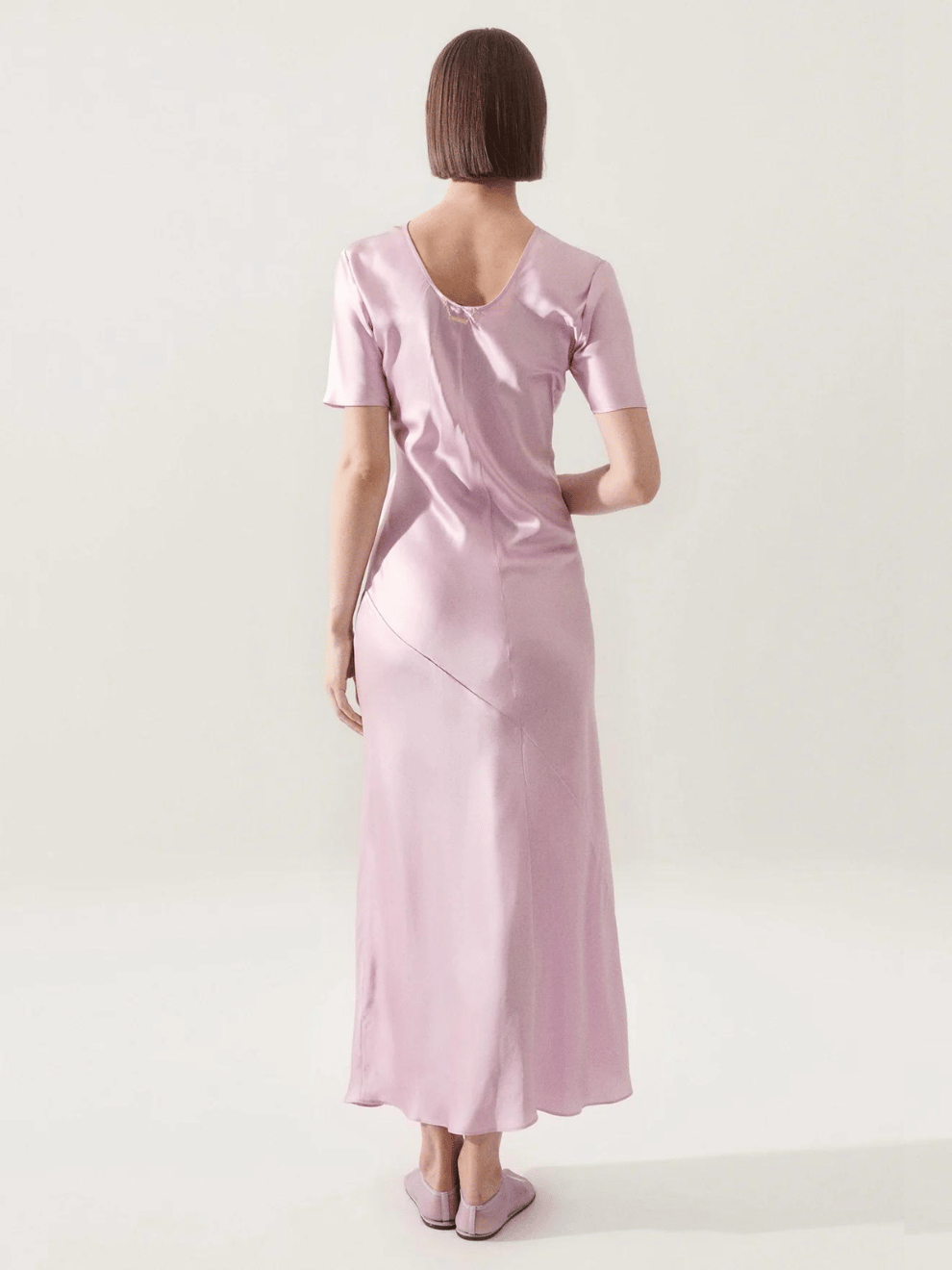 Short Sleeve Bias Dress in Lilac